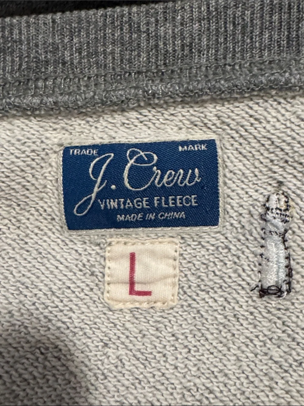 J Crew Embroidered Lighthouse Crewneck Sweatshirt Heather Gray Vintage Fleece-L